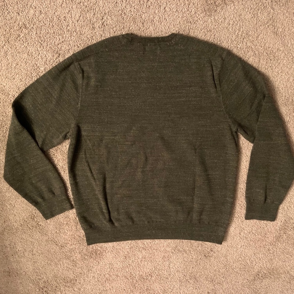 Polo Ralph Lauren Men's L Sweater Crew Green Olive Army Brown Heather Sweatshirt - Picture 6 of 9
